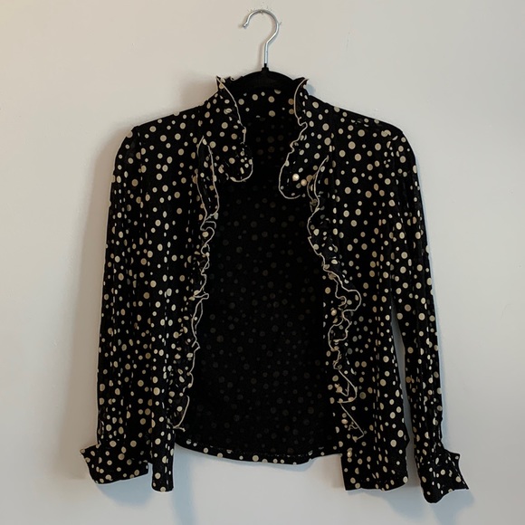 Vintage polka dot blouse with frills - Picture 1 of 4